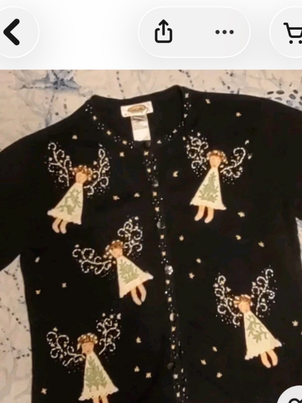 Talbots Angel Embroidered Christmas Cardigan MP